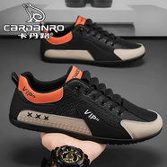 卡丹路意大利男鞋夏季纖軟底阿甘運動(dòng)板鞋男士一腳蹬懶人開(kāi)車(chē)豆 黑色 40