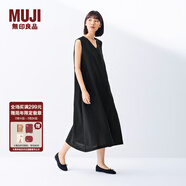 無印良品（MUJI）女式 棉 漢麻 無袖連衣裙女裝裙子夏季 連身裙長裙 BCD91C5S 黑色 S （155/80A）