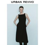 UR2025秋季新款女裝法式氣質(zhì)通勤一字領(lǐng)無(wú)袖連衣裙UWM750004 黑色 XS