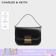 CHARLES&KEITH復古鎖扣豆腐包單肩斜挎包包女包生日禮物七夕禮物CK2-80781400 Black黑色CK2-80782444 S/M