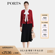 PORTS寶姿女裝2024秋冬新款紅色花呢短夾克外套 紅色 4