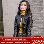 歐迪鳥（ODYBIRD）英國(guó)品牌真皮皮衣女2024春秋季新款短款綿羊皮機(jī)車服夾克外套女 黑色 XL