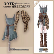 帛雷斯諾適合新疆旅游拍照的連衣裙大西北穿搭女裝西部牛仔美拉德廢土風(fēng)沙 牛仔裙(不含配飾)[單件][適合去 M 均碼