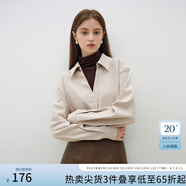 范思藍(lán)恩23FS14559通勤干練針?biāo)笃刺最^襯衫冬新款假兩件上衣 杏拼咖 XL