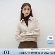 范思藍恩23FS14559通勤干練針梭拼套頭襯衫冬新款假兩件上衣 杏拼咖 XL