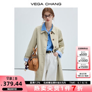 VEGA CHANG風(fēng)衣女款2025新款春秋英倫風(fēng)中長款寬松外套 卡其色 L