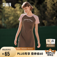 森馬連衣裙女插肩袖修身收腰夏季字母開叉短裙運動風(fēng)109324114025