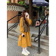 京功女秋季裙子大碼娃娃領(lǐng)洋裝套裝女胖mm300斤溫柔風(fēng)甜美馬甲兩件套 馬甲=洋裝 2XL [150-200斤]