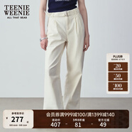 Teenie Weenie小熊女裝春季簡約休閑松弛闊腿褲長褲時尚韓版寬松褲 白色 L (170)