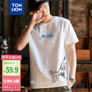 唐獅（TonLion）2025男字母印花圓領(lǐng)短袖T恤 本白 XL