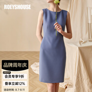 ROEYSHOUSE羅衣職場女裝無袖連衣裙夏新款簡約知性修身顯瘦裙子01790 霧藍色 XL