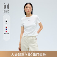 水云間·SHUI YUN JIAN女裝 基礎(chǔ)款圓領(lǐng)修身簡(jiǎn)約休閑短袖T恤2025春季新款 本白-短款 M