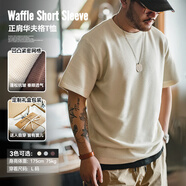 馬登工裝華夫格重磅t恤男美式復(fù)古老錢風(fēng)半袖男款體恤夏季男士短袖 米色 【cleanfit/輕奢高級感】 XL (180) 【24h順豐速發(fā)】