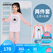 Converse匡威兒童裝男童套裝春秋季新款長袖t恤褲子2件套女大童透氣運(yùn)動(dòng)服 燭光桃 160 /80 【建議身高158-170cm】
