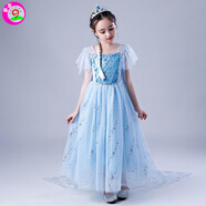 童編愛(ài)莎公主裙艾莎連衣裙六一兒童演出服萬(wàn)圣節(jié)表演服裝兒童連衣裙 艾莎公主裙 100