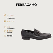 菲拉格慕（Ferragamo）男士黑色Gancini扣飾莫卡辛鞋 0642848_3E _85 禮物 送男友