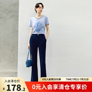 顏域（YANYEE）高腰闊腿褲女夏季薄款2024新款通勤百搭修身顯瘦長款休閑褲子 深藍(lán) M/38