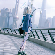 南小鳥(niǎo)砂狼白子cos服 蔚藍檔案動(dòng)漫周邊砂狼城子cosplay漫展C服配飾 COS服+假發(fā)+配飾+包+樂(lè )福鞋+武器 L