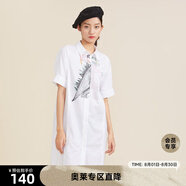 謎底2022夏季新款時(shí)尚小恐龍印花棉短襯衫連衣裙222ML0728 亮白 S