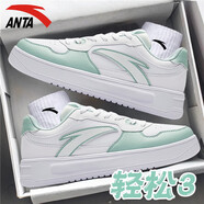 安踏板鞋女鞋秋季厚底白色運動(dòng)鞋時(shí)尚板鞋品牌休閑鞋小白鞋女 雨霧青/純凈白 36.5