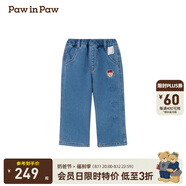 PawinPaw卡通小熊童裝秋冬女寶寶加絨牛仔喇叭褲休閑褲 Indigo牛仔藍(lán)色/55 90 cm