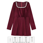 HUALIN FASHION2025歐美風(fēng)釘珠絲絨連衣裙秋冬長袖法式收腰顯氣質(zhì) A款-酒紅色 S
