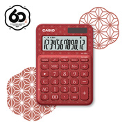 卡西歐（CASIO）60周年限定版桌面辦公計(jì)算器12位數(shù)字顯示太陽(yáng)能雙電源隨心便攜時(shí)尚高顏值楓葉紅