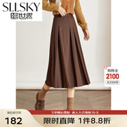 熙世界灰色百褶半身裙子女秋2025新款高腰顯瘦垂感a字西裝半裙 加厚 咖色-不配腰帶 L