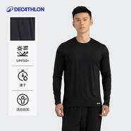 迪卡儂跑步健身運(yùn)動(dòng)男士防曬長(zhǎng)袖T恤時(shí)尚簡(jiǎn)約休閑上衣 黑色2XL-2362300