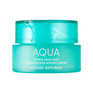 自然樂園（NATURE REPUBLIC）韓國NATUREREPUBLIC自然樂園AQUA水乳精華面霜海藍水潤清爽溫和 綠色面霜80ml  混合膚質用