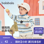 巴拉巴拉嬰兒針織衫女童薄毛衣男童套頭秋裝秋裝可愛(ài)時(shí)尚 藍白色調00481 73cm