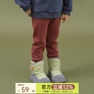 papa爬爬冬新款兒童加絨打底褲女童彈力褲男寶寶運動褲拉絨 灰紫色 130cm