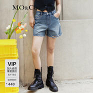 MO&Co.復(fù)古個性破洞中低腰藍(lán)色牛仔短褲美式復(fù)古褲子女摩安珂 牛仔淺藍(lán)色-第2批 S 26