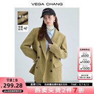 VEGA CHANG羊毛呢子大衣女冬2025新款曠野美拉德小個(gè)子英倫風(fēng)毛呢西裝大衣 奶姜棕 L