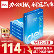 得力（deli）萊茵河A4打印紙 70g500張*5包一箱 口碑優(yōu)選復(fù)印紙 雙面草稿紙 整箱2500張7401【采購(gòu)優(yōu)選】