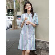 德瑪納【治愈班味】夏季小立領(lǐng)棉萊賽爾混紡短袖寬松腰中長款女式連衣裙