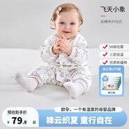 歐孕（OUYUN）嬰兒連體衣全棉春秋爬服新生幼兒無骨衣服哈衣春季 飛天小象-夾棉 66碼