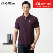 金利來(lái)（GOLDLION）絲光棉燙鉆POLO衫新疆長(cháng)日照純棉親膚百搭體恤輕商務(wù)休閑半袖T恤 暗紫 M 170/88A 100-120斤