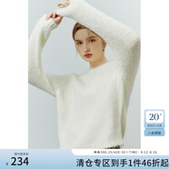 范思藍(lán)恩22FS4079軟軟糯糯馬海毛毛衣女秋冬寬松慵懶風(fēng)套頭針織衫 奶油白 M