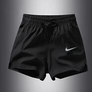 NBA VIBE運動(dòng)短褲夏季男女情侶薄款冰絲三分褲晨跑步速干訓練健身褲 61620黑色 NK M 建議95-110斤