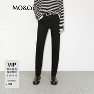 MO&Co.牛仔褲2024冬新品含山羊絨中低腰九分修身小腳褲