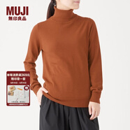 無印良品 MUJI 女式 天竺 高領(lǐng)毛衣 長袖針織衫 深橙色 S