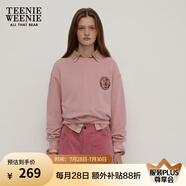 Teenie Weenie小熊春季美拉德簡約圓領(lǐng)寬松休閑復(fù)古學(xué)院衛(wèi)衣上衣女 淺粉色 L (170)