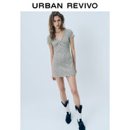 UR2025春季新款女木耳邊碎花拼接蕾絲超短款連衣裙UYL750019