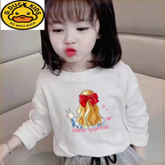 G.DUCKKIDS純棉女童長(cháng)袖t恤衫春秋上衣中小童女寶寶打底衫韓版 (純棉) 蝴蝶結女孩 90 cm