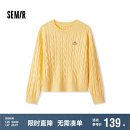 森馬（Semir）森柔毛衫|毛衣女絞花溫柔寬松2024冬圓領刺繡套頭衫109724107002