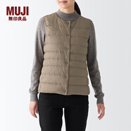 無(wú)印良品 MUJI 女式 便攜式 無(wú)領(lǐng) 羽絨背心BDC30C2A舒適輕薄保暖蓬松馬甲 米色 M