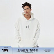 CHINISMCH字母印花連帽衛(wèi)衣男潮牌美式寬松上衣重磅情侶帽衫 本白色 S（推薦 100-120斤）