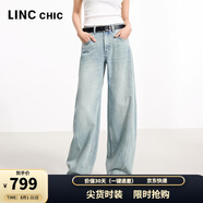 金羽杰2025年春季新品直筒中腰牛仔褲女長(cháng)款寬松休閑闊腿褲子S251JE008Y