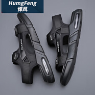 悍風（HumgFeng）品牌涼鞋男2025年夏季新款男鞋百搭防臭休閑鞋運動外穿沙灘鞋子男 黑色 40